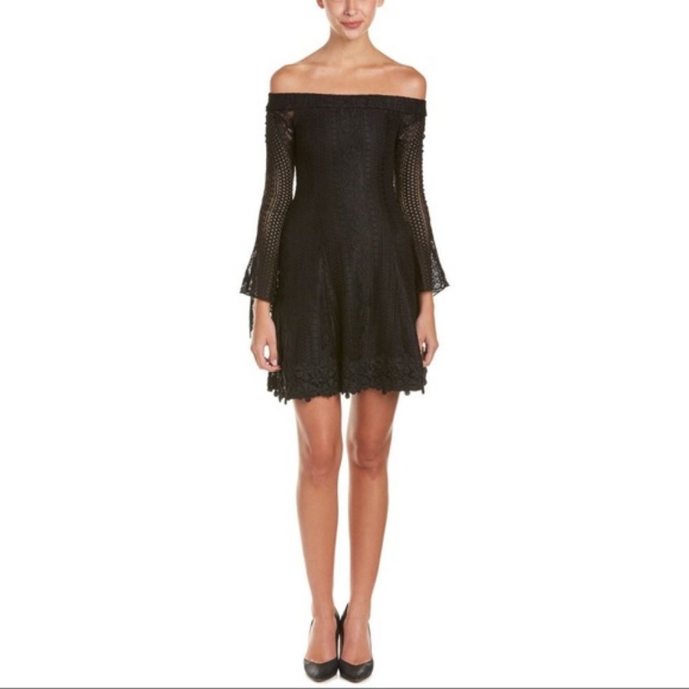 Nicholas Black Lace Bell Sleeve Little Black Dress